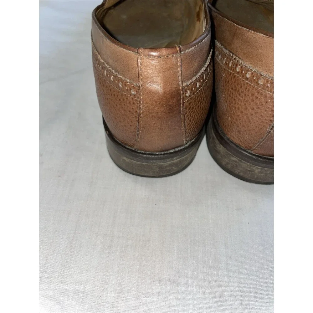 Johnston & Murphy Italy Dress Loafers Mens Sz 10 M Brown Leather Tassels Pebble
